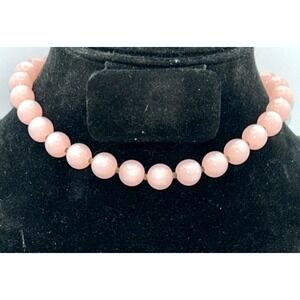 Vintage‎ Pink Fiber Optic Small Bead Choker Necklace Adjustable 12.75" 2.75"